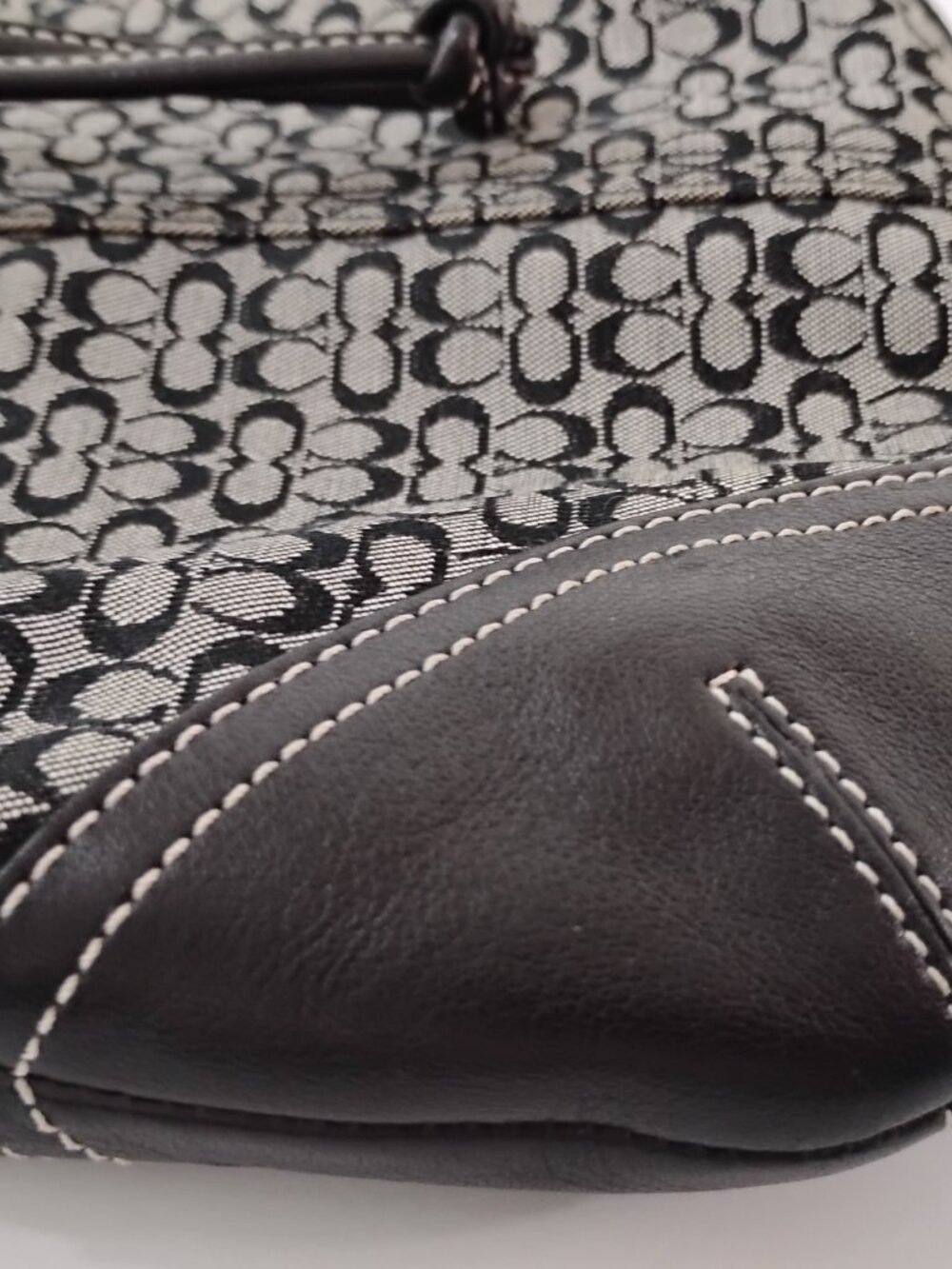 Vintage Coach Y2K Black Signature Jacquard Hobo Bucket Bag — EUC - Picture 7 of 13